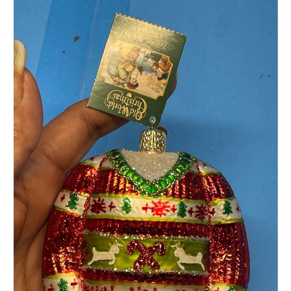 Old World Christmas Blown Glass Christmas Ornament, Festive Christmas Sweater - Picture 3 of 8